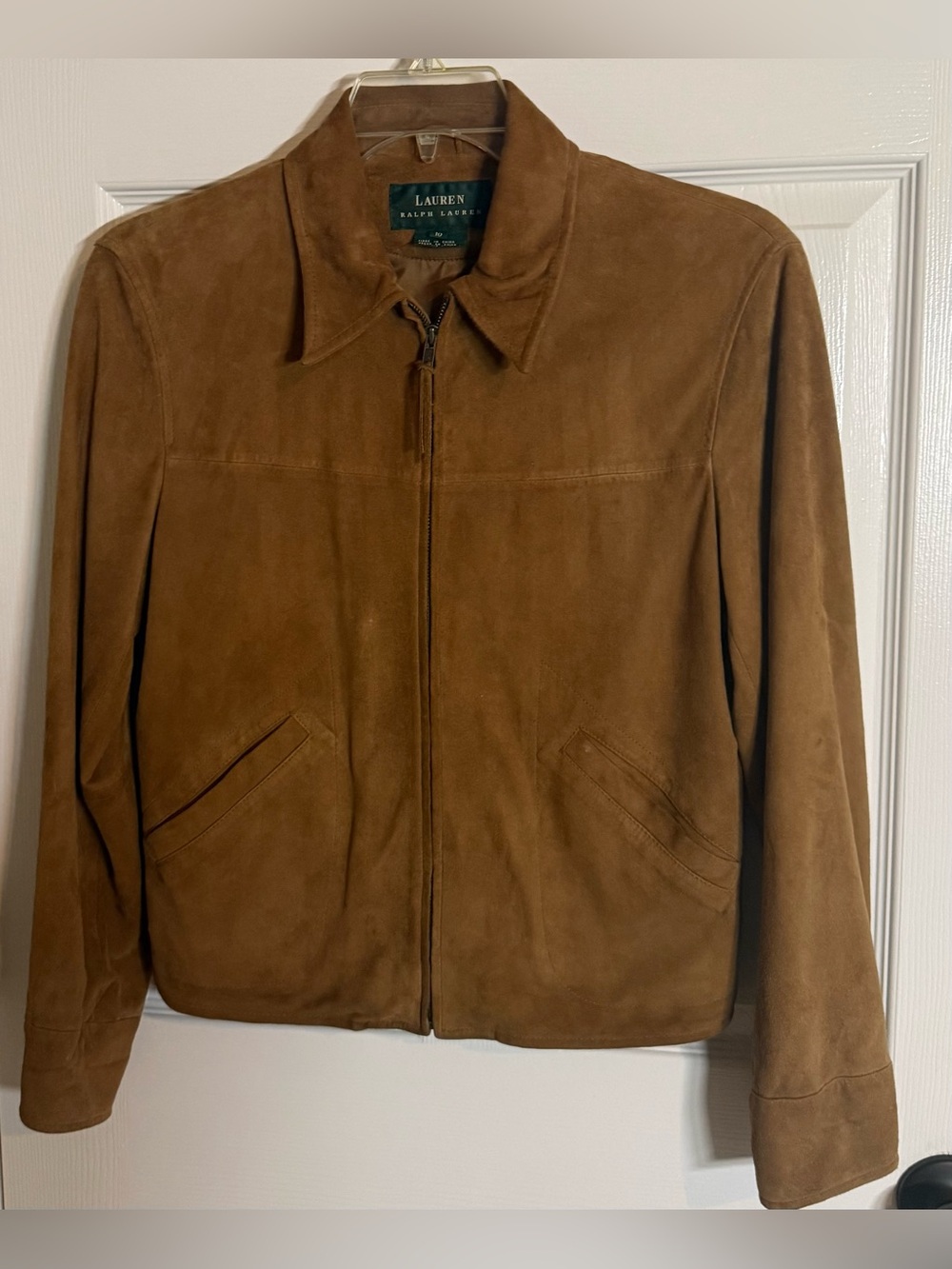 Lauren Ralph Lauren Ladies  Suede Zip Jacket - Chestnut Brown